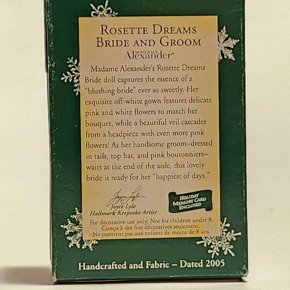 ADORABLE Hallmark Rosette Dreams Bride and Groom Miniature Ornaments 2005 - Picture 7 of 9